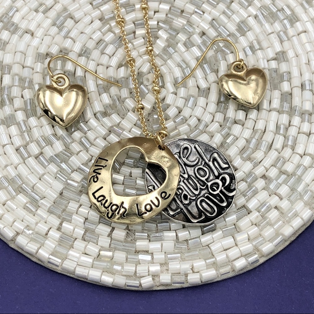 🌼 Live Laugh Love Slide Charm Necklace Set